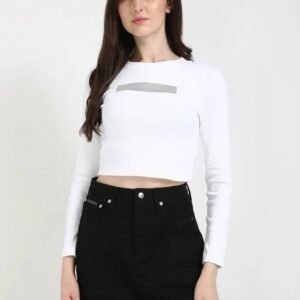 Women Round Neck White T-Shirt