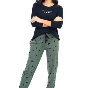 Women's Cotton Heart Print Top & Payjama Full Sleeve Night Suit Set