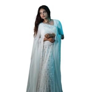 white mirror work lehenga for women and girls (fits Small, Medium, Large)