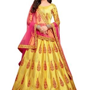 Eye-captivating Yellow colored Satin Base Lehenga Set For Women