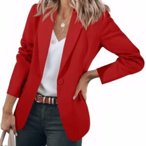Women's Blazer Business Casual Long Sleeve Lapel Open Front Suit Jacket Work Office Blazer with Pockets