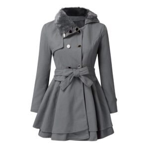 Women's Long Winter Coat with Fur Trim Cotton Lining Windproof Warm Jacket with Zipper